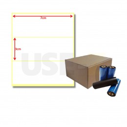 Kit Etiquetas Papel Couche 70mm x 30mm e Ribbon de Cera com 450 Metros